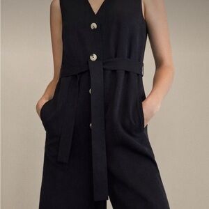 Massimo Dutti Sleeveless Black Jumpsuit
